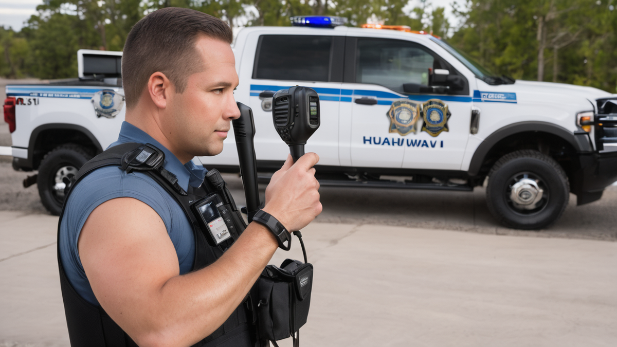police using walkie talkie