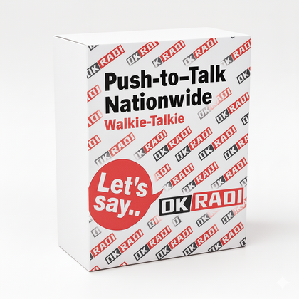 OKRADI G86 walkie talkie and box contents