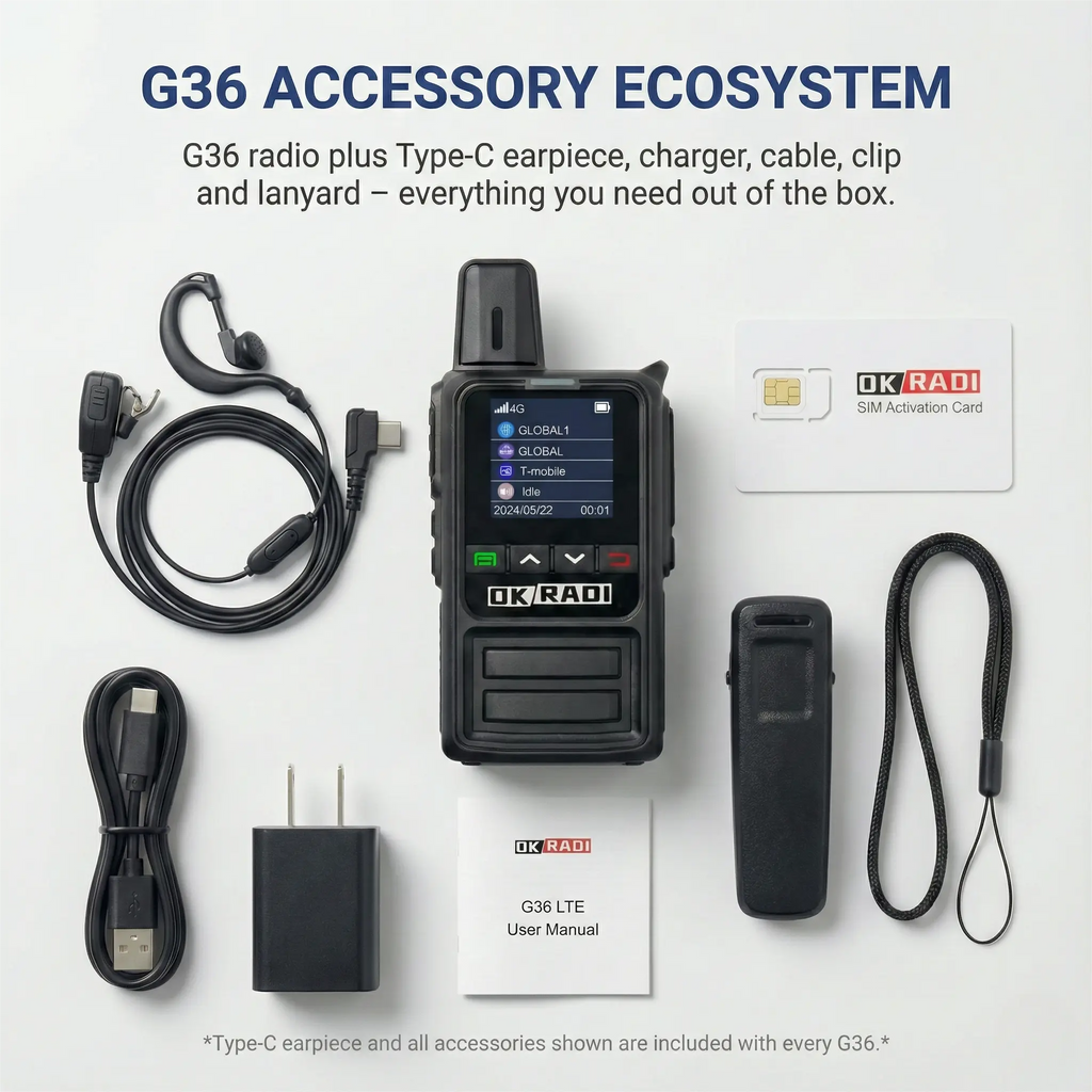 OKRADI G36 Long Range Walkie Talkie | Nationwide 4G LTE Two-Way Radio for Business & Off-Road