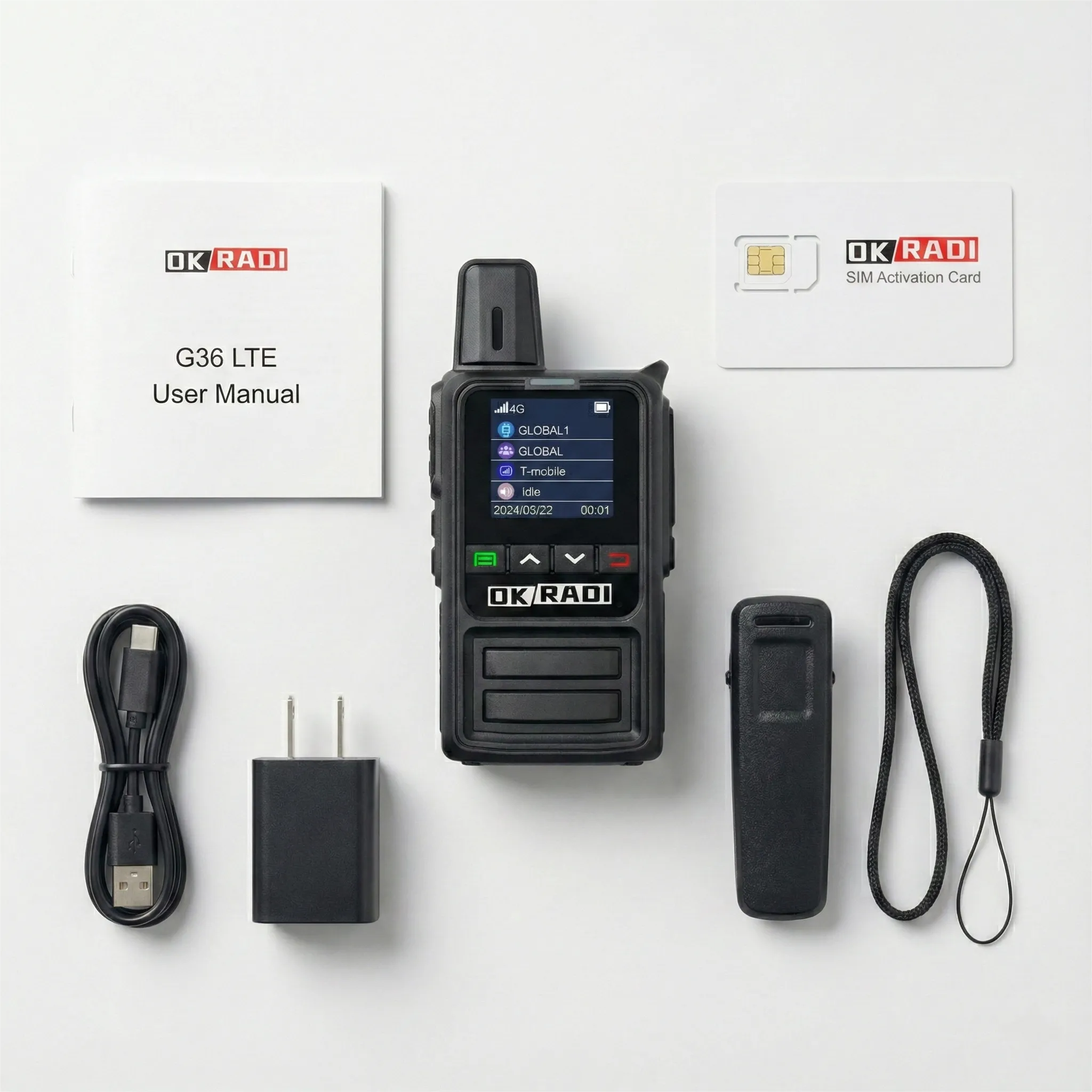 OKRADI G36 Long Range Walkie Talkie | Nationwide 4G LTE Two-Way Radio for Business & Off-Road