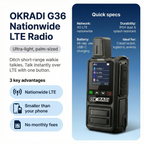 OKRADI G36 Long Range Walkie Talkie | Nationwide 4G LTE Two-Way Radio for Business & Off-Road
