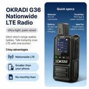 OKRADI G36 Long Range Walkie Talkie | Nationwide 4G LTE Two-Way Radio for Business & Off-Road